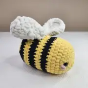 Large Soft Fluffy Chubby Stuffed Chunky Crochet Bumble Bee Plushie Amigurumi 9"