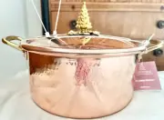 NWT RUFFONI HISTORIA LIMITED EDITION HammeredCopper 4.5Qt Casserol+Xmas Tree Lid