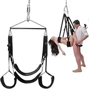 Sex Swing for Adult Aid - 360° Spinning Trapeze With Fluffy Liner, Super Soft Kit, Indoor Ceiling Mount, Steel Triangle and Spring Support, 600 lbs Capacity for Couples - 3rd Generation