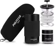 POLIVIAR French Press Coffee Maker, 12 Oz Portable French Press with Mini Canist