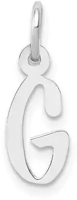 10K White Gold Small Slanted Block Initial G Charm