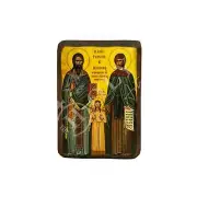 Saint Raphael Saint Nicholas Saint Irene icon Lesvos, Byzantine art wall hanging