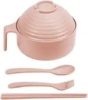 33oz Microwave Ramen Cooker, Ramen Noodles Bowl,Ramen Bowl Set,Instant Noodles Bowl with Chopsticks,Rapid Ramen Cooker with Handles for College Dorm Room Apartment Essentials Dishwasher-Safe (Pink)