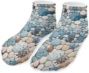 [QMNVBDS] Blue And Brown Mix Socks Ankle Length Socks Casual Short Socks for Women Men Low Cut Sports Socks Running Socks No Show Socks Ankle Socks Athletic Socks Workout Socks, Style, One Size, Style