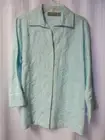 NWT Croft & Barrow light blue 3/4 sleeve linen/cotton petites shirt PS No Stain