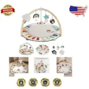 5-Zone Baby Play Gym & Activity Mat with 6 Sensory Toys - Infant Essentials