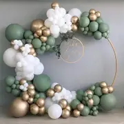 137pcs Sage Green Metallic Gold White Balloon Garland Arch Kit - Baby Shower Wedding Birthday Party Decorations