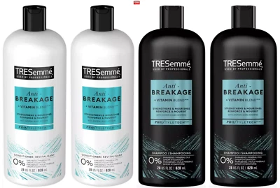 TRESemme Anti-Breakage +Vitamin Blend (2) Conditioner (2) Shampoo 28oz-Pack of 4