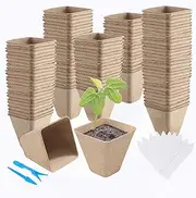 Loongesho 120 Packs Starter Plant pots, 3.2 inch Seedling Plant Pot Kit for Garden Nursery Seed Starter, Plant Garden Germination Pot with 20 Plant Labels and 2 Transplant Tools