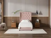 My Style Winged Headboard & Slimline Base - King Single / Rosewater / Drawer Base