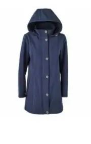 Anne Klein Women's Soft Shell 31 Snap Front hooded Jacket Navy (Large)
