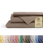 100% Cotton Percale Sheets Queen Size, Taupe, Deep Pocket, 4 Pieces Sheet Set...