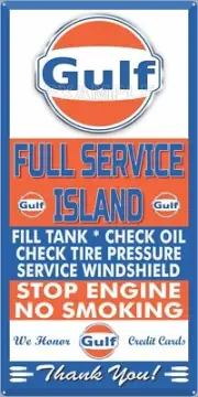 GULF GAS STATION FULL SERVICE ISLAND PUMP NEW SIGN REMAKE ALUMINUM SIZE OPTIONS
