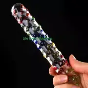 Glass Crystal Dildo Dong Thruster Double Ended Ribbed Studded Textured Sex Toy