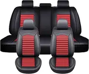 Car Seat Covers for Ford Tourneo Courier, Universal 5 Seat Leather Front Rear Seat Protectors Waterproof Seat Cushions Accessories(Red)