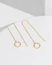 Gold Plated Loop Chain Thread Through Earrings