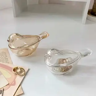消磁碗 消磁盒 水晶碗 小鳥玻璃首飾盒透明小鳥玻璃收納罐琥珀色小鳥裝飾擺件飾品消磁碗『ZW9930』