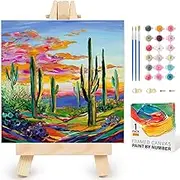 Yezavesu Framed Paint by Numbers Kit for Adults Beginner, Adult Paint by Number Kits on Canvas, Paint by Number for Adults 10” W x 10”L