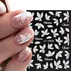 Cherry Blossom Decals Flowers White Sliders Nail Stickers Embossed Elegant 5D