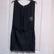 Aidan Mattox black chiffon and lace dress new with tags size 6