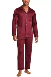 INC International Concepts Mens 2-Pc. Satin Tipped Pajama Set XL Tile Red - NWT