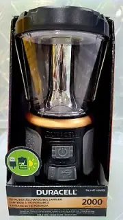Duracell 2000 LumenLED TRI-Power Solar Rechargable Lantern Security/Lighting NEW