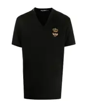 crown bee V-neck T-shirt IT54 Black