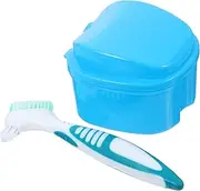 WEKAMOS Case with Brush Holder for Travel Storage Portable Container for Full and Partial Dentures for Camping Business Trips and Outdoor Activities Random Color