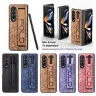 For Samsung Z Fold6 Fold3 Fold4 Leather With Pen Bag Hybrid Hard Case Cover