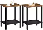 End Tables Set of 2, Small Side Tables with 2-Tier Storage Shelves, Nightstands