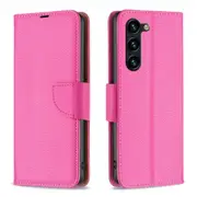 For Samsung Galaxy S24+ Plus Case, Lychee Folio Wallet PU Leather Cover, Kickstand, Rose Red