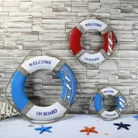 在飛比找樂天市場購物網優惠-地中海裝飾泳圈麻布做舊壁掛救生圈海洋風格幼兒園墻壁掛件裝飾品