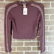 HARD TAIL Long Sleeve Crop Crew Sparkle Top NWT