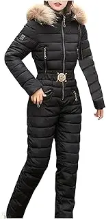 [YfiDSJFGJ] Women's Snow Pants, Winter Onesies, Ski Jumpsuit, Hooded Fur Collar, Outdoor Sports, Waterproof Snow Suits