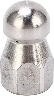 5000PSI High Pressure Washer Nozzle Pipe Dredging Cleaning Nozzle Stainless Steel Jetter Nozzle Round Head High Efficiency (Ball Head Front 1 Rear 3 Holes G1/4in)