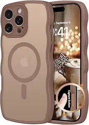 BENTOBEN for iPhone 16 Pro Max Case, Magnetic Curved Wave Slim Phone Cases Compatible with Magsafe, Wavy Anti-Slip Shockproof Full Body Protective Cover for iPhone 16 Pro Max 6.9 Inch, Desert Titanium