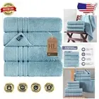 Luxurious Light Blue Turkish Cotton Bath Towels - Soft & Absorbent 4 Pack