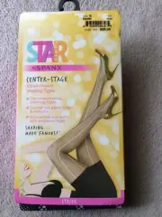 Spanx sz C Star Power Back Drop Black Open Weave Stripe Shaping Tights 1657