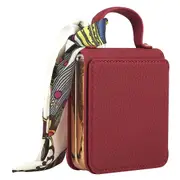For Samsung Galaxy Z Flip5 5G Case Folding Mirror PU Leather+PC Tote Phone Cover with Back Film