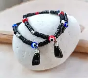 Azabache Bracelet, Black Mano Negra, Mal De Ojo, Buena Suerte, Silver Wire Wrap