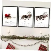 LITIVY Christmas Wall Art Prints - Set of 3 Santa Claus with 12"x16" Black