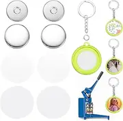 uxcell 10 Sets Button Maker Supplies 37mm / 1.46 Inch Blank Badge Button Parts Badge Parts with Blank Paper for Hand Press Crafts Making Double-Sided Keychain, Light Green