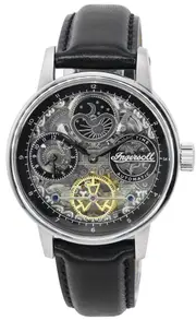 Ingersoll The Jazz Sun-Moon Phase Leather Strap Skeleton Dial I07701 Mens Watch