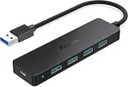 Aceele USB 3.0 HUB 5 Ports (with Power), Ultra-Slim with 4 Data Ports Type 3.0, SuperSpeed 5Gb/s, Micro USB Power Port, for MacBook Air/Pro, Surface Pro, Dell XPS 15, Flash Drive.