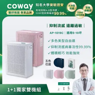 【Coway】1+1超值雙機組 5-10坪綠淨力玩美雙禦空氣清淨機 AP-1019C