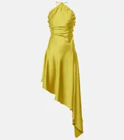 [The Attico] The Attico Feather-trimmed satin gown AU 4 green
