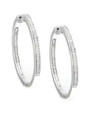 Silver 0.23 ct. tw. Diamond Hoops NoSize NoColor