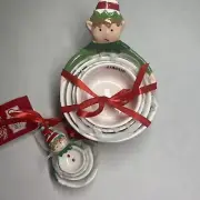 Holiday Time Christmas Elf Measuring Spoons & Cups Earthenware Ceramic