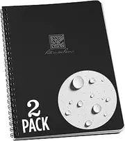 Rite in the Rain Weatherproof Side Spiral Notebook, 6.625" x 8.5", Black Cover, Dot Grid Pattern, 2 Pack (No. 773DG-LGL2)
