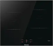 Hisense HI6401BSC Built-in 60cm Induction Hob Ceramic Glass Panel, Child Lock, Touch control, Timer Function - Black 7200W, 595 x 54 x 520 mm (W x H x D)